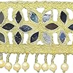 duchess Golden Mirror Work Embroidered Saree Belt For Women image 1