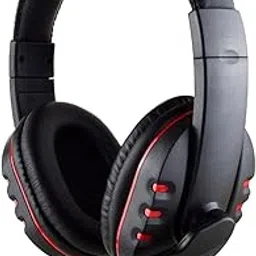 VISTORA Wired 3.5mm Gaming Headset Headphone Adjustable Headhand Mic Speaker Black+Red-image-1