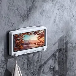 Waterproof Shower Mobile Holder, 360° Rotation Shower Phone Case, Anti-Fog High Sensitivity Cover Mount Box for Bathroom Wall Mirror Bathtub Kitchen, Compatible with 4" – 6.8" Cell Phones-image-5