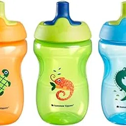 Tommee Tippee Sportee Water Bottle, for 12m+, 10oz, Pack of 3 Non-Spill Sippy Cups for Toddlers, Orange, Green and Blue, with Bite-Resistant Spout, Easy-Hold and BPA Free-picture-25
