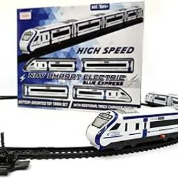 Centy Nav Bharat Electric Blue Express Bullet Train Set, Battery Operated Electric Locomotive Toy with Interlocking Tracks & Coaches, Track Changer Feature Toy Train Set for Kids 3+ Years-picture-32