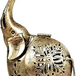 CraftVatika Elephant Showpiece Statue Iron Tea Light Candle Holder Lantern Stand for Home Living Room Decoration (1 Piece)-picture-43