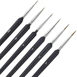 Miniature Paint Brushes, Detail Fine Tip Paint Brushes Set with Ergonomic Handle - Suitable for Acrylic Painting, Oil, Watercolor, Face, Nail, Line Drawing (Black) Pack of 6 image 1