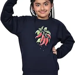 Girl NavySoft Fleece Sweatshirt with Chili Pepper Print | Winter Wear for Girls-picture-28