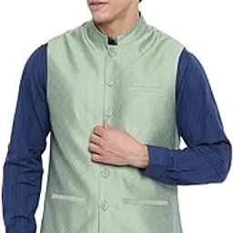 fabindia Green Viscose Silk Woven Jacket-picture-10