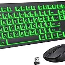KOPJIPPOM Large Print Wireless Keyboard And Mouse - 7 Colors Backlit, Oversize Letters Keys, Rechargeable, Compatible For Pc,Windows,Gaming-picture-40