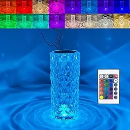 Crystal Lamp Rose Diamond Table Lamp 16 Colors Changing Touch Control Bedside Lamp, USB Rechargeable Romantic Rose Acrylic LED Night Light with Remote for Bedroom, Living Room, Party Dinner Office-image-54