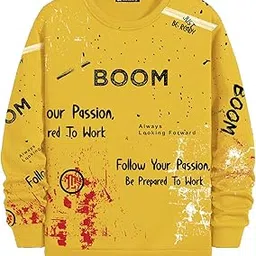 jump cuts Mens Printed Round Neck Full Sleeve Yellow and Black Cotton Slim Fit T-Shirt-picture-20