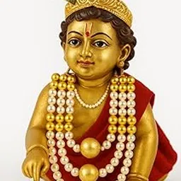 SEER Laddu Gopal mala har kanthi Deity Accessories, 4 inch, White and Golden Pearl Mala, Handmade Design har kanthi mala for laddu Gopal-image-7