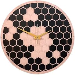 ARTIVE DECOR Modern Wooden Wall Clock with Honeycomb Hexagon Design Silent Non-Ticking, Geometric Art Decor for All Unique Laser Cut Pattern(400mm) Natural Wood seat 2 Colour 2 Layer-picture-10