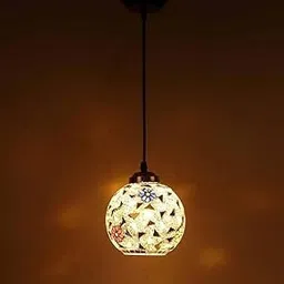 MFN Pendant Lamp/Hanging Lamp/Ceiling Light for Bedroom, Living Room, Restaurants, Dining, Coffee Shop, Home and Office. (GAU- Robin Glass KATORI) (Pack of 1)-image-99