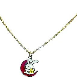 ARTIFICIAL GOLD POLISHED CHAIN WITH MOON SHAPED PENDANT INCLUDING CUTE BUNNY AND STAR BY BANA CREATIONS-picture-19