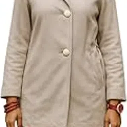 bazriya Elegant Women's Hooded Winter Coat, Double-Breasted Beige Jacket with Button Closure, Long Sleeve Casual Outerwear-picture-22