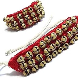 Fancydresswale Ghungroo Bells for Classical Dance – 1 to 4 Line Variants – Handmade Brass Bells on Cotton String – Ankle Bells for Kathak, Bharatanatyam, Odissi – for Kids & Adults (1 Pair) (3- Line)-image-3
