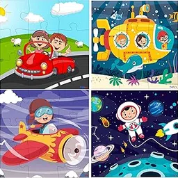 Fiddly's Wood Jigsaw Puzzles for Kids & Children -9 Pieces Age 3+ Double Layered Wooden Puzzles with Bright Front & Back Print Puzzle (Travel Pack of 4)-picture-34