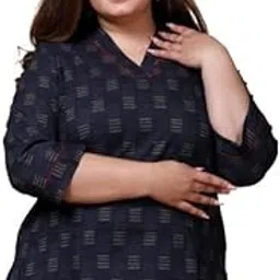 miravan Womens Plus Size Blue Printed Indigo Top-picture-53