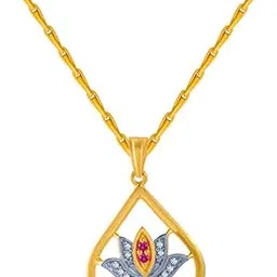 p.c. chandra jewellers 14k (585) Yellow Gold and American Diamond Pendant for Women-picture-12