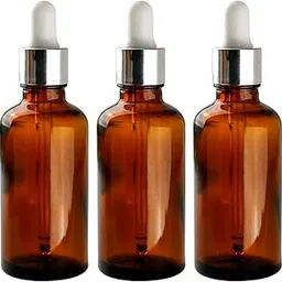 nsb herbals 50 ML Amber Round Empty Glass Bottle + Glass Dropper + Silver Ring + White Silicone Teat, Refillable, Reusable, Leak Proof For Essential Oils, Perfumes (Pack Of 3)-picture-58