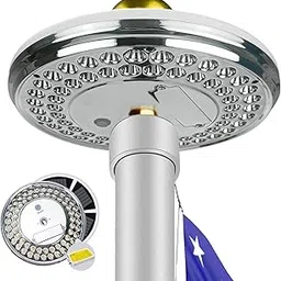 2nd Generation Solar Flag Pole 60LEDs Light,Super Bright Flagpole Solar Light,30% Brighter,IP65 Waterproof,Auto On/Off,100% Flag Coverage,for 15 to 25 FT Ground Telescoping Flag Poles(Deluxe Silver)-picture-41