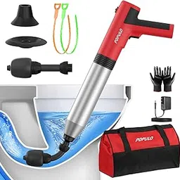 POPULO Electric Toilet Plunger Swift High Pressure Drain Unclogger Plungers for Bathroom, Floors, Shower Heavy Duty Versatile Home Toilet Clog Remover-picture-17