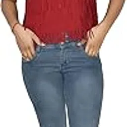 desi touch Women's Georgette Lasercut Top (Pack of 1) (Red) (S)-picture-65