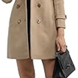 pro-tex Women Solid Winter Wear Double Breasted Woolen Overcoat Brown M-picture-41