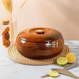 MUGHAL HANDICRAFTS Handcrafted Sheesham Wood Chapati Box Lid | Wooden Roti Storage Container for Kitchen | Polished Round Bread Box for Dining Table & Food Serving | Eco-Friendly Indian Kitchenware-image-16