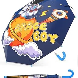 festaceleb Digital Cartoon Umbrella for Kids, Portable, Waterproof and Lightweight Umbrella for Baby with whistle and J Handle image 1