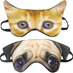 ankomina (Pack of 2) Cute 3D Cat Dog Animal Sleep Eye Mask Night Shades for Sleeping Travel Home Office Funny Blindfold for Girls Kids Men Women-picture-19
