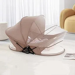 CENXI Travel Bassinet Portable Baby Bed for Newborn Infants-Folding Bassinet in Bed Mini Crib Breathable Travel Bed Quick Fold Newborn Infant Sleeper with Mosquito Net and Travel Bag (Khaki)-picture-28