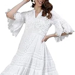 ishin Women's Cotton Above Knee Length A-Line Indo Western Dress-picture-18