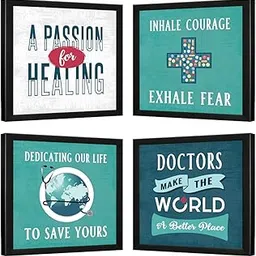 Chaka Chaundh Wood - Doctor Clinic Poster- Hospital Medical Quotes Framed Poster For Wall Decoration,Set Of 4-picture-30