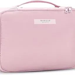 Makeup Bag Cosmetic Bag, Portable Large Travel Toiletry Storage Bag for Women and Gilrs (Pink)-image-6