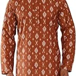 kraft india Men's Cotton Blend Geometric Printed Straight Long Regular Kurta-picture-15