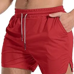 Men's Gym Workout Shorts 5" Lightweight Bodybuilding Athletic Shorts Running Training with Zip Pockets & Towel Loop-image-15