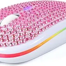 Rechargeable Bluetooth Wireless Mouse with Bling Crystal Rhinestones & 7-Color LED Lights - Silent Dual Mode Wireless Mouse for Laptops, PCs, and Macs - Perfect for Office, Travel & Home Use (Pink)-picture-21