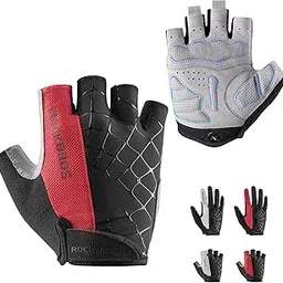 RockBros Cycling Spider Gloves Padded Half Finger Sports Gloves Black Red M-picture-26