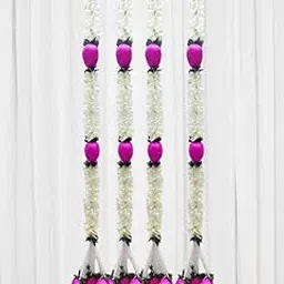 Shri Mataji Store Artificial Lotus Flower Garland, 3 ft Long, White and Pink, Premium Cloth Material with Hanging Ring Housewarming Decorations Toran for Door Entrance Home Decoration-picture-59