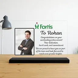 Customized Acrylic Table Top Frame with Wooden Base | Personalized Corporate Award, Employee Recognition, Achievement Appreciation Gift-picture-11