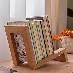 Wooden Desktop Book Stand, Oak Finish, Freestanding Bookshelf Organiser, Width: 26 centimetres Height: 22 centimetres Depth: 14 centimetres-image-27