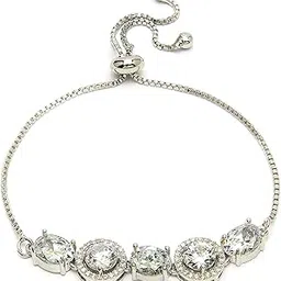 zeneme Rhodium Plated Brass Crystal Stylish Silver Plated American Diamond Melodic Opulence Bracelets For Women & Gifts For Girls Jewellery-picture-21