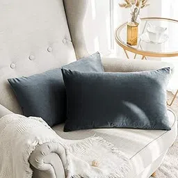 Khooti Rectangular Velvet Cushion Cover, 12X24 Inches (Dark Grey)(Pack Of 2), 220 TC-picture-14