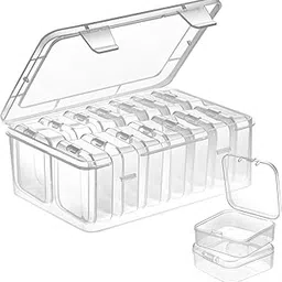 FODGO Small Bead Organizers || 14 Pieces Plastic Storage Cases Mini Clear Bead Storage Containers Transparent Boxes with Hinged Lid and Rectangle Clear Craft Supply Case (14 PCS)-image-8