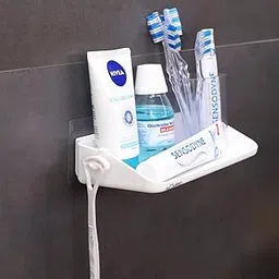 HOKIPO Magic Sticker Series Plastic Glossy Finish Self Adhesive Bathroom Tray (White, 225 X 129 X 49 Cm Rectangular)-picture-52