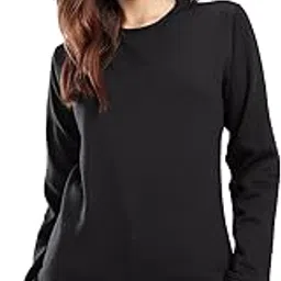 riss Women Solid Round Neck Fleece Sweatshirt – Full Sleeve Pullover-RISSWSWT91-Black-picture-12
