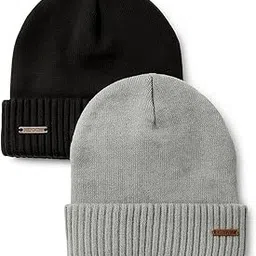 GRAFFY Woolen Cap for Men and Women | Winter Woolen with Soft Fur Inside | Free Size Warm Beanie Hat for Winter | Black & Grey Woolen Cap for Men & Women-picture-16