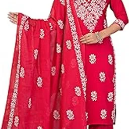 yash gallery Women’s Rayon Chikankari-Style Printed 3-Piece Kurta Set with Dupatta & Pant | Straight Fit Ethnic Wear-picture-17