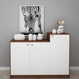 Wood Crockery Unit in Walnut, Storage Cabinet with White Doors-picture-20