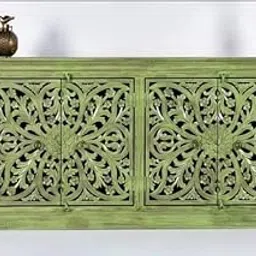 Green Wooden Sideboard Kitchen Crockery Cabinets for Living Room with Drawer Office Decor Furniture - 40D x 138W x 86H Centimeters(Customization Available)-picture-24