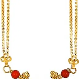 2 Vati Wati Mangalsutra For Women Girls Temple South Indian Traditional 1 Gram Gold Stylish Maharashtrian Long Double Chain Double Mangal sutra Pendant Tanmaniya Black Nallapusalu Chains -669-image-23